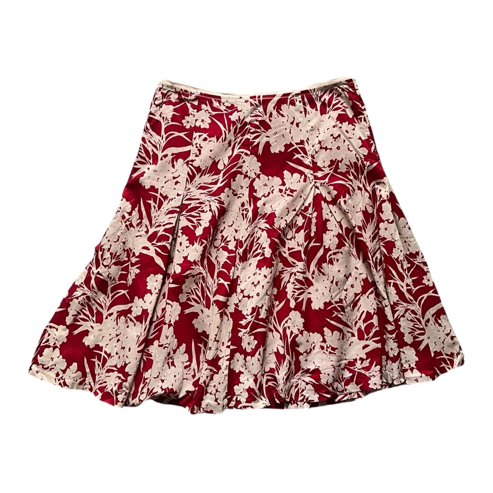 Banana Republic Red Floral Midi Skirt Size 4